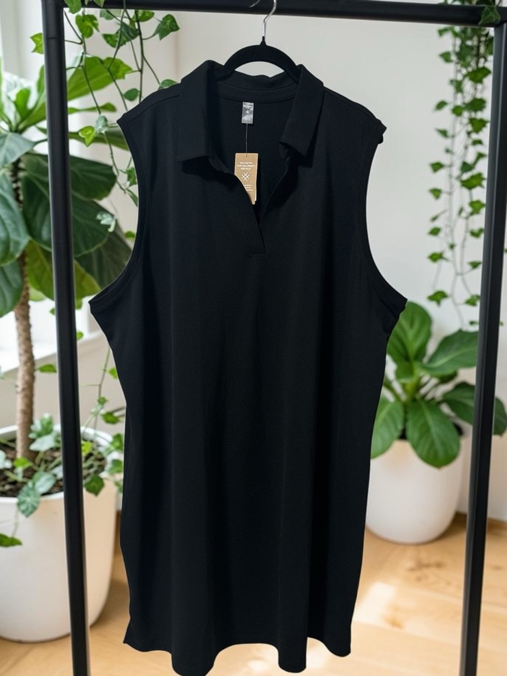 Joe Fresh Active (3X) Polo Tank Dress Black Tennis Golf Casual NWT Soft Stretch